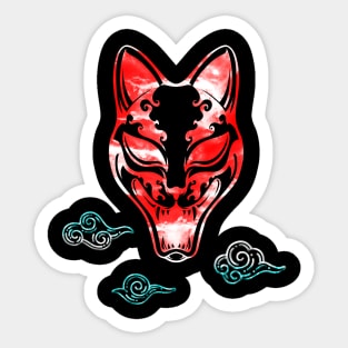 Japan Asian Oni Mask Cat Japanese Sticker